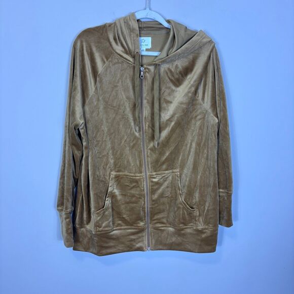 New Aerie Golden Yellow Velour Oversized Hooded Zip Up Sweatshirt Small - Picture 1 of 6